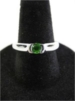 Sterling silver 4mm genuine chrome diopside ring