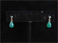 14kt yellow gold genuine green onyx earrings