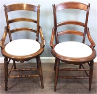 Pair Of Cherry Accent Chairs Round Seat