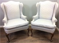 Pair Of Hickory Chair Light Blue Arm Chairs