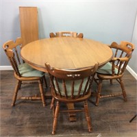 DINING ROOM TABLE WITH 4 CHAIRS & LEAF