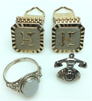 Sterling Silver Charm/silver Ring & Cuff Links