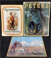 3 Remington, Peters, Duxbak Metal Signs