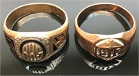 2 10kt Gold Antique Class Rings-1917 & 1925