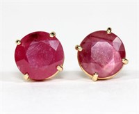 14K Yellow gold ruby stud earrings,