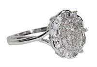 10K White gold diamond cluster ring with