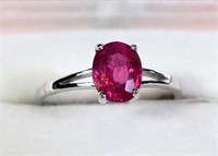 10K White gold oval cut ruby solitaire