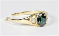 10K Yellow gold oval cut sapphire ring, 0.55 ct.,