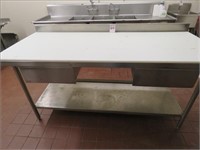 72" SS WORK TABLE W/2-DRAWERS , LOWER SHELF &