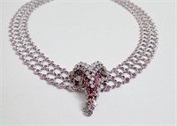 18k White Gold & Pink Sapphire Necklace & Pendant