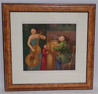 Signed Lithograph of Female Musicians