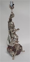19th Century French Figural Silvered Lamp