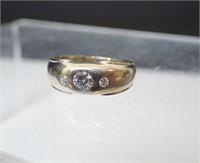 14K White Gold & 3 Stone Diamond Ring