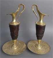 Pair of 19th Century Bronze Ewers