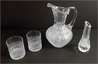Cut Crystal Pitcher & Glass Set & Baccarat Vase