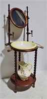 Antique Mahogany English Wash Stand W/Mirror