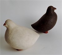 Pair of Signed Art Pottery Doves