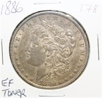 1886 Morgan Silver Dollar EF Toner