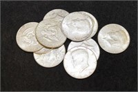 (10) 1965-1969 Assorted 40% Silver Half Dollars