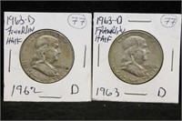 1962-D and 1963-D Franklin Half Dollars