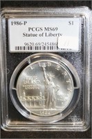 1986-P Silver PCGS MS69 Statue of Liberty Silver