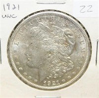 1921 Uncirculated Morgan Silver Dollar