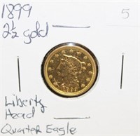 1899 $2.5 Gold Liberty Head American Quarter