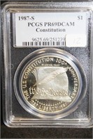 1987-S PCGS PR69DCAM Constitution Silver Dollar