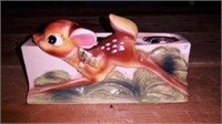 Antique Bambi hanging wall flower holder with