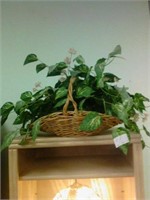 Basket with silk plants