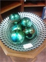 5 blue green and brown Decor balls