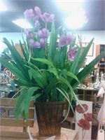 Silk plants with purple flowers