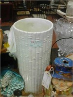 White tall glass vase
