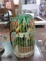 Bird cage With silk plants and fake Bird