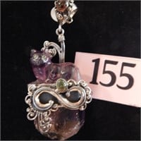 UNIQUE LARGE AMETHYST AND STERLING SILVER