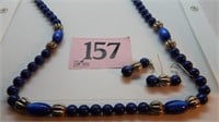 SODALITE AND BLUE VINTAGE BEADED NECKLACE WITH
