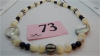 ONYX AND MOTHER OF PEARL NECKLACE 18"