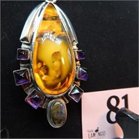 LOVELY STERLING SILVER PENDANT WITH AMETHYST AND