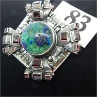 LARGE STERLING SILVER BROOCH/PENDANT SET WITH