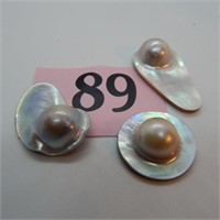 3 MABE BLISTER PEARLS SIZED 1"-1.5" 3