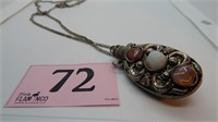 METAL VIAL NECKLACE WITH STONE EMBELLISHMENT 34"
