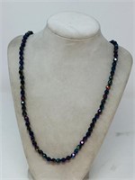 2 vintage black iridescent bead necklaces