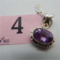AMETHYST NECKLACE PENDANT SET IN STERLING SILVER