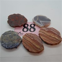 5 PRE-MARKED STONE SLICES FOR CABOCHONS AVG. 1.5"