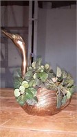 Brass swan plant holder 12 in tall