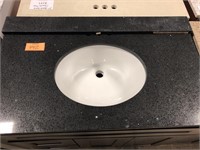 37” D904 Quartz Vanity top with sink and backsplas