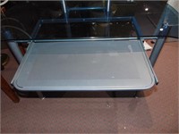 GLASS COMPUTER DESK WITH KEYBOARD PULL OUT. 46.5