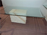 FAUX MARBLE, GLASS TOP, BEVELED EDGE, COFFEE