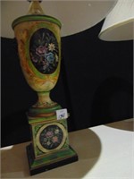PAIR LAMPS HAND PAINTED FLOWER DESIGN WITH