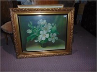 FRAMED "WHITE MALLOW" BY BACH 39" W X 33" H -